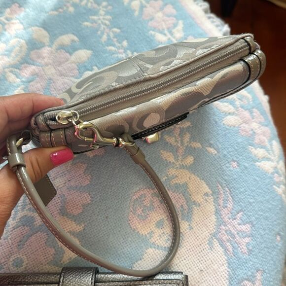 Coach Gray / Silver Canvas Monogram Clutch - Picture 3 of 7